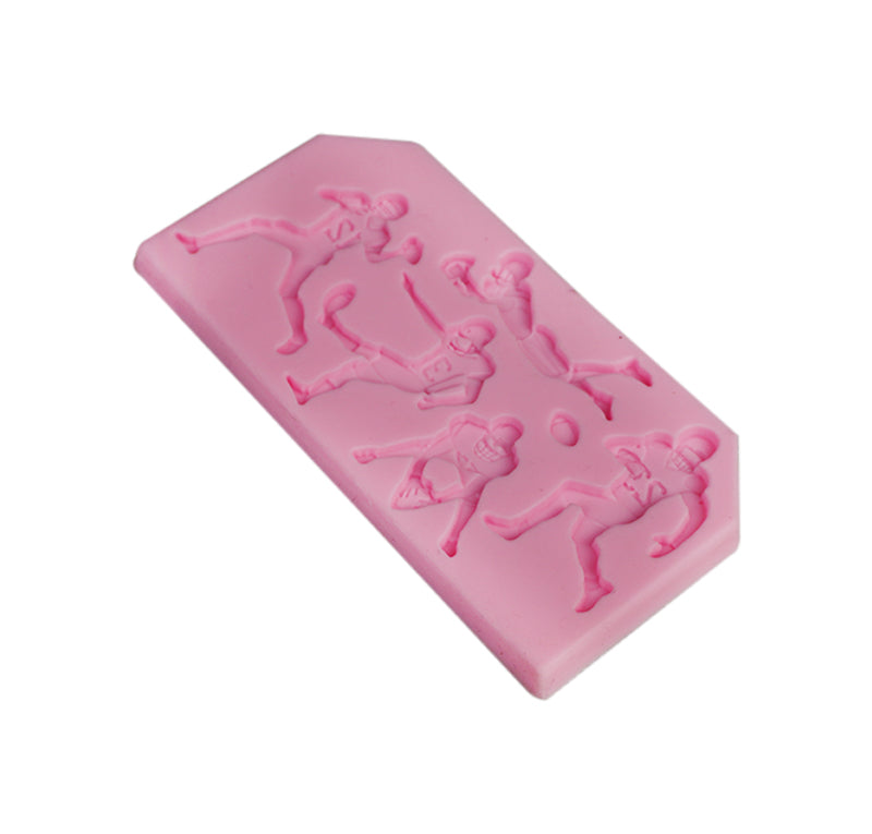 Rugby Players & American Football Theme Silicone Fondant Mold 6 Cavity