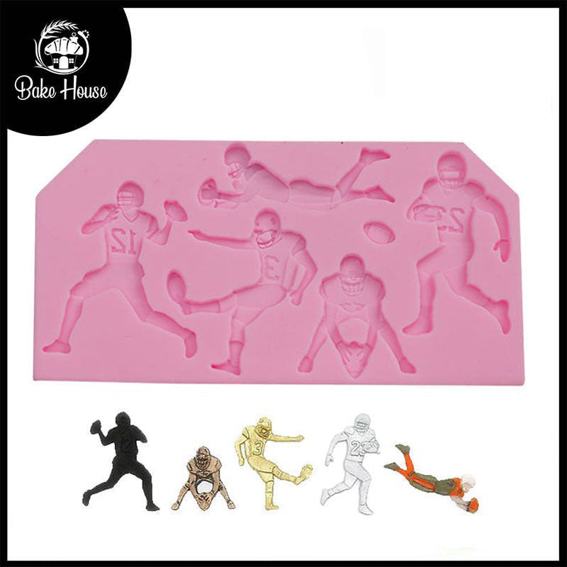 Rugby Players & American Football Theme Silicone Fondant Mold 6 Cavity