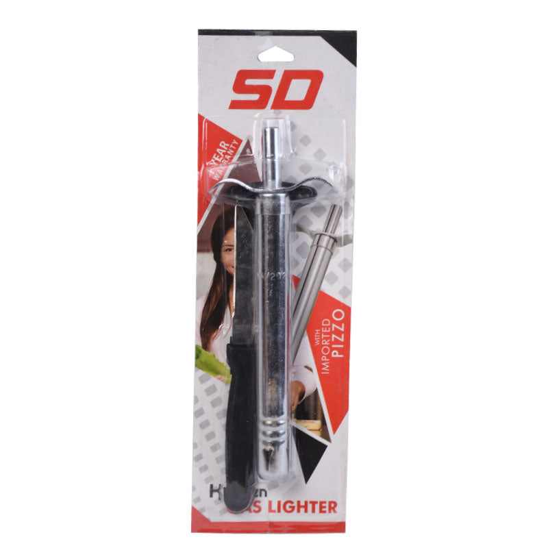 (SD) Sparkle Gas Lighter Stainless Steel with Knife