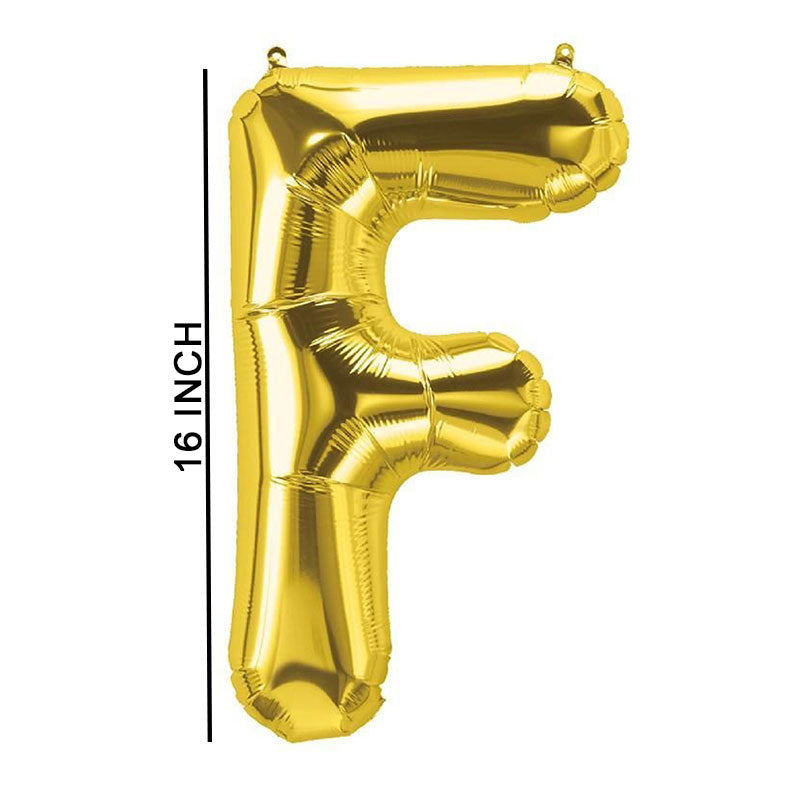 16 Inch Golden Alphabet F Letter Foil Balloon for Party Decoration