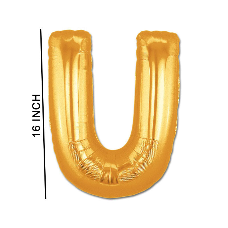 16 Inch Golden Alphabet U Letter Foil Balloon for Party Decoration