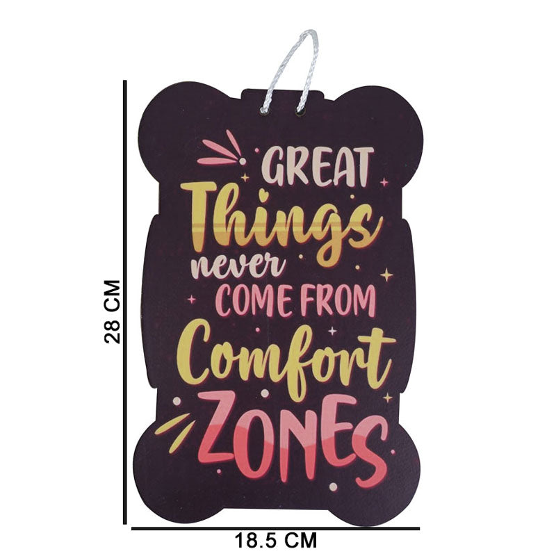'Great Things Never Come From Comfort Zones' Motivational Quote Wooden Wall Hanging Decor
