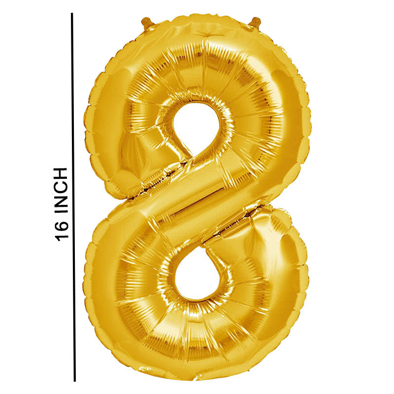 16 Inch Golden Number 8 Foil Balloon for Party Decoration