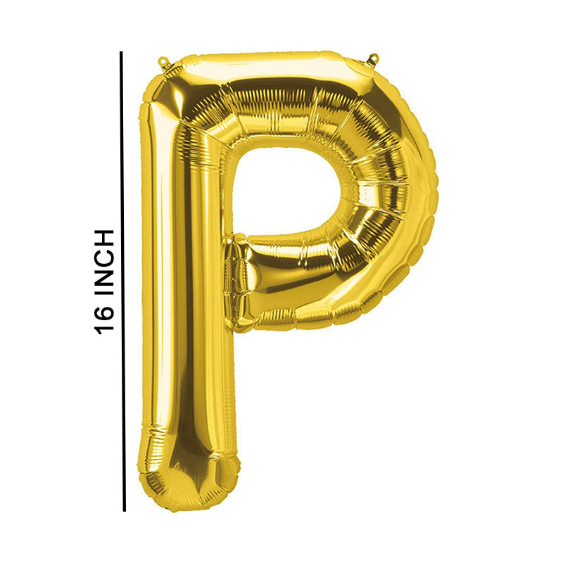 16 Inch Golden Alphabet P Letter Foil Balloon for Party Decoration