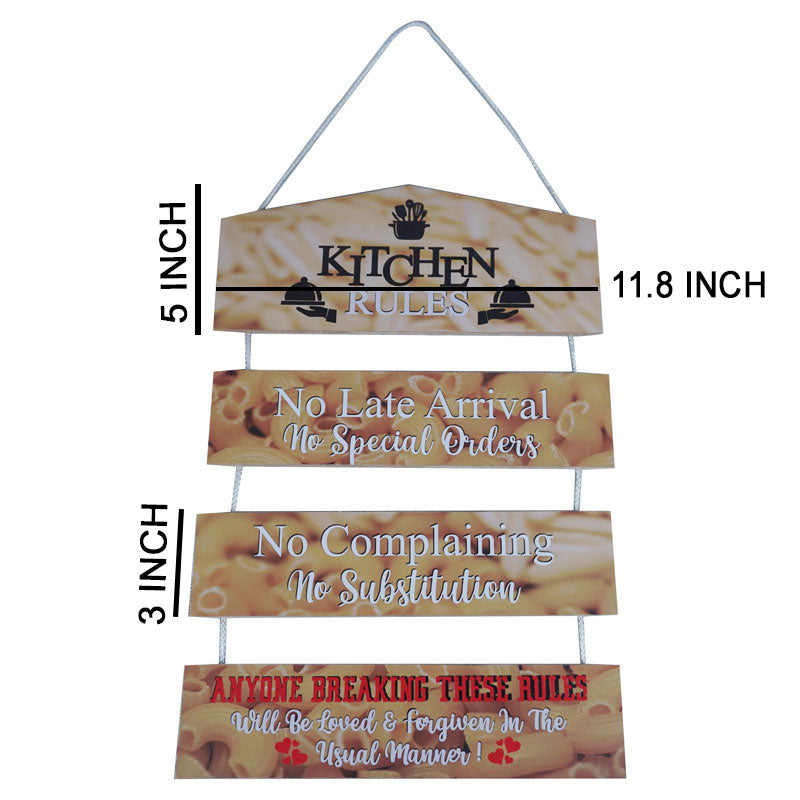 'Kitchen Rules, No Late Arrival..' Positive Quotes Wooden Wall Hanging Decor