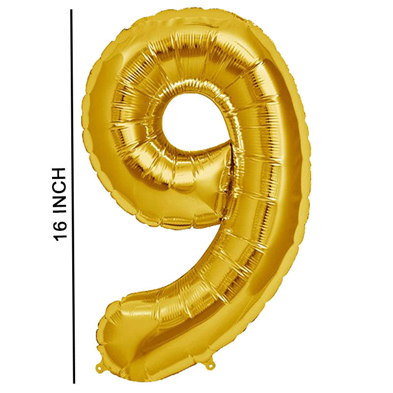 16 Inch Golden Number 9 Foil Balloon for Party Decoration