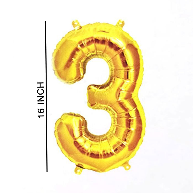 16 Inch Golden Number 3 Foil Balloon for Party Decoration