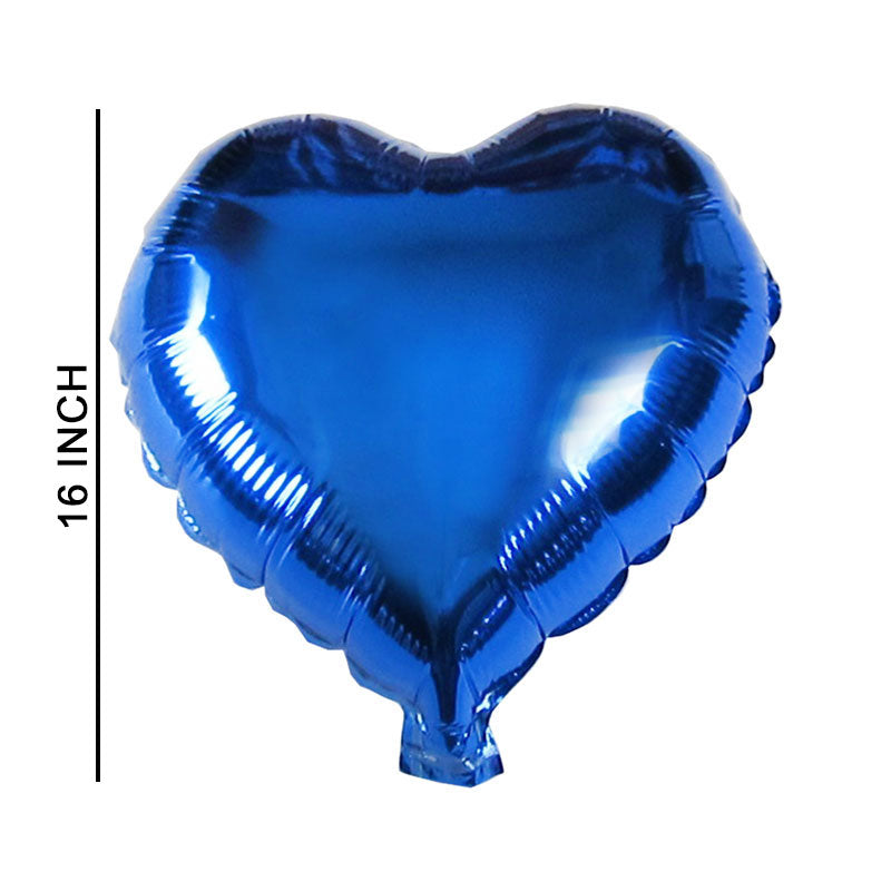 16 Inch Shiny Blue Heart Shape Foil Balloon For Party Decoration