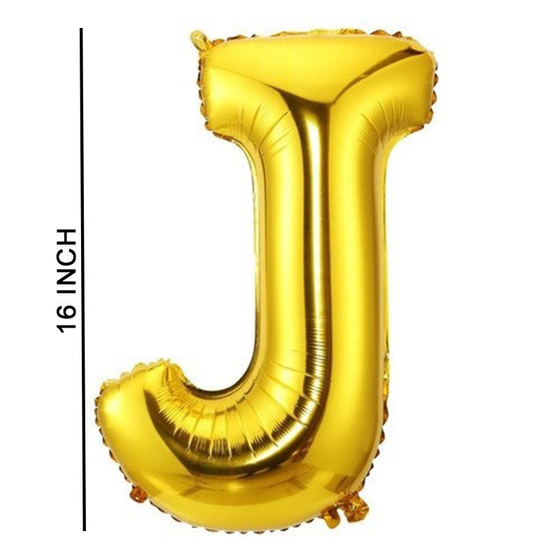 16 Inch Golden Alphabet J Letter Foil Balloon for Party Decoration