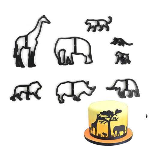 Safari Animals Cake Fondant Cutter 8Pcs Set Plastic