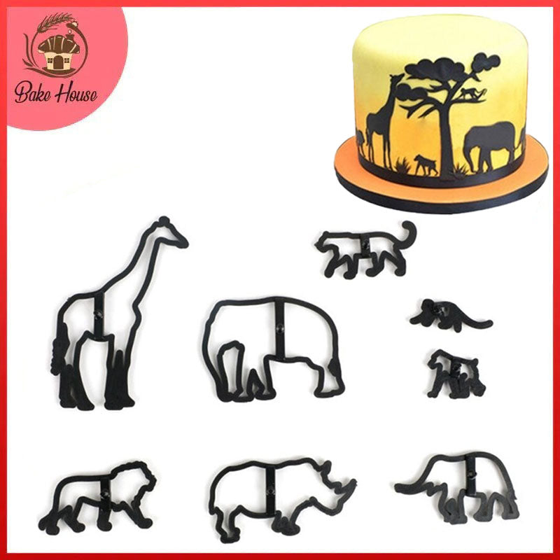 Safari Animals Cake Fondant Cutter 8Pcs Set Plastic