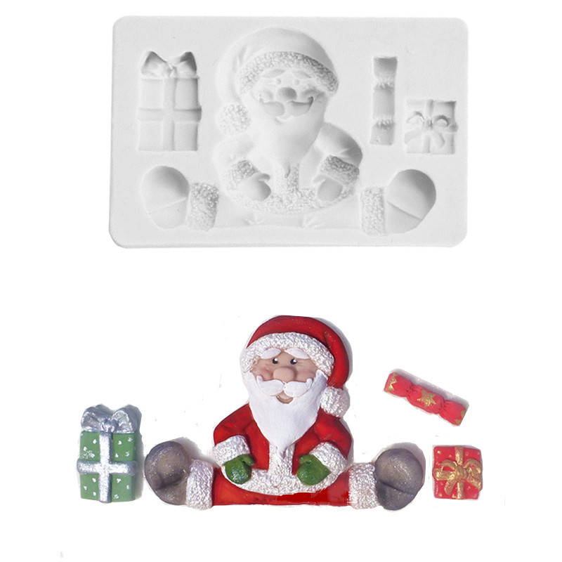 Santa Claus with Gifts Silicone Fondant Mold 4 Cavity