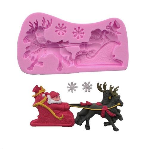 Santa With Deer Silicone Fondant & Chocolate Mold
