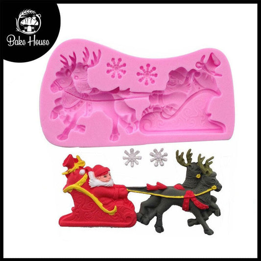 Santa With Deer Silicone Fondant & Chocolate Mold