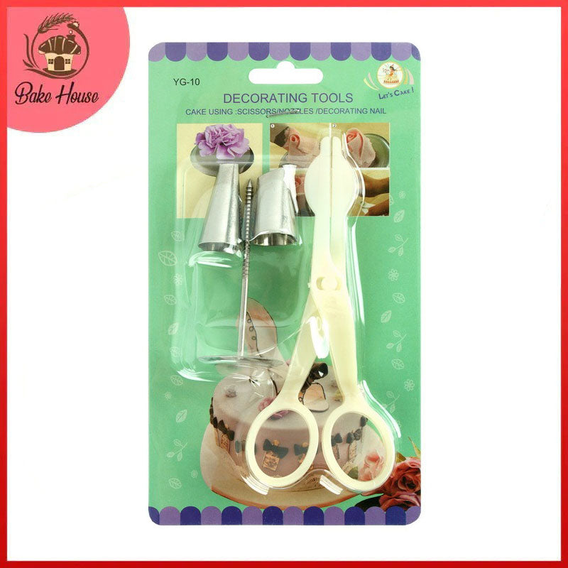 Scissor Flower Nail With 2 Icing Nozzles Steel