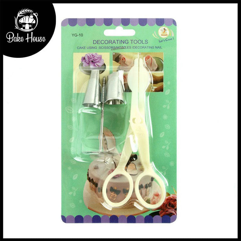 Scissor Flower Nail With 2 Icing Nozzles Steel