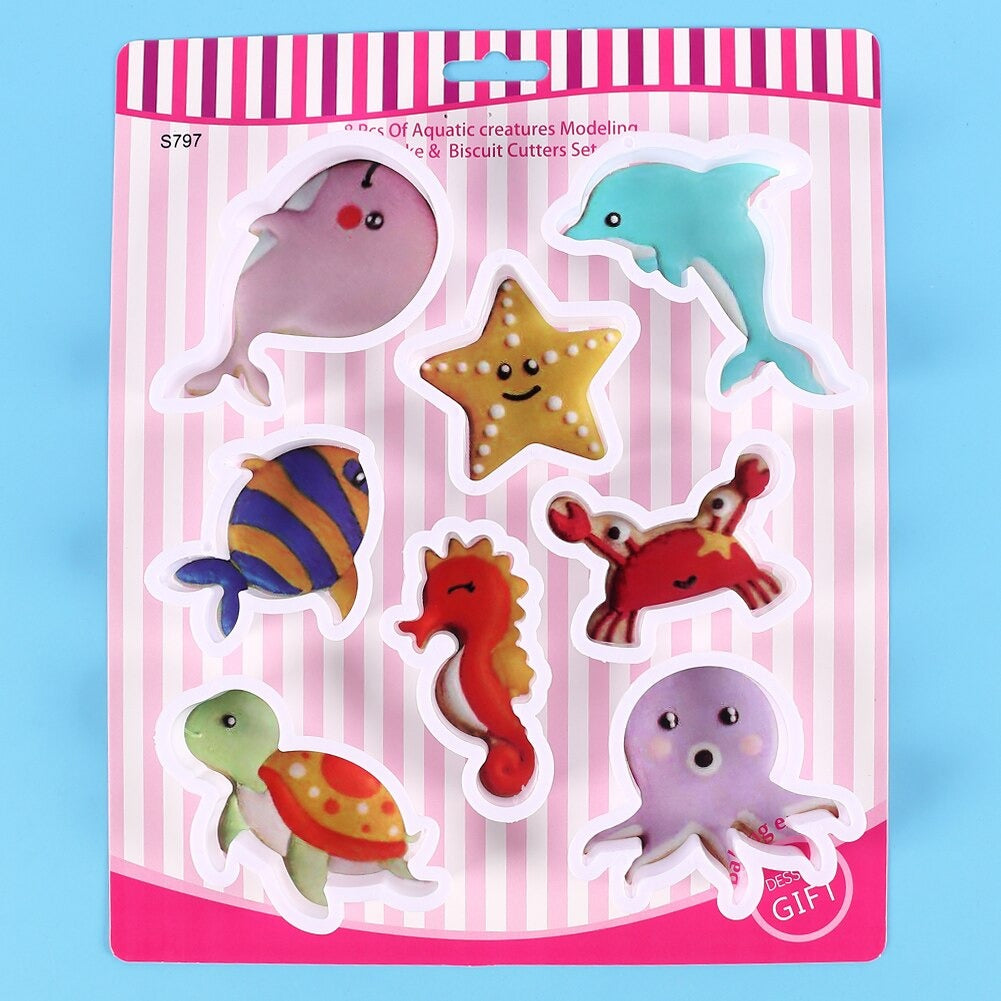 Sea Animals Fondant & Cookie Cutters 8Pcs Set