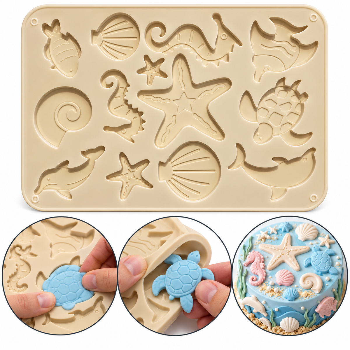 Sea Animals Silicone Fondant Mould 12 Cavity