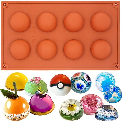 Semi Sphere Silicone Chocolate & Dessert Mold 8 Cavity