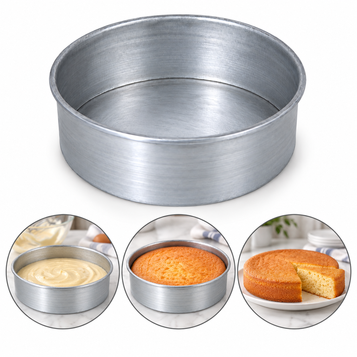 Round Cake Baking Mold Heavy Duty Galvanized Steel 6x6 Inch