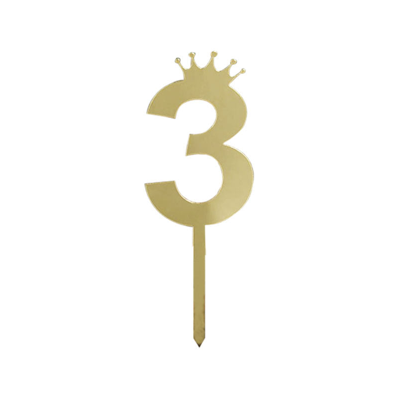 Number Cake Topper Golden  (Three)