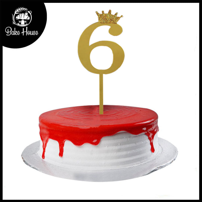 Number Cake Topper Golden  (Six)