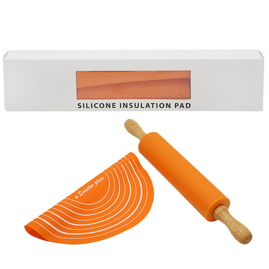 Silicone Baking Mat And Rolling Pin 2pcs Sett