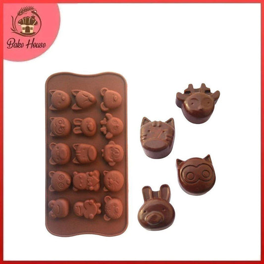 Silicone Cute Animals Chocolate Mold (15 cavity)