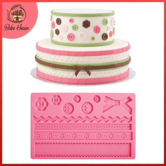 Silicone Fondant Cake Sheet Button & Bow Mold