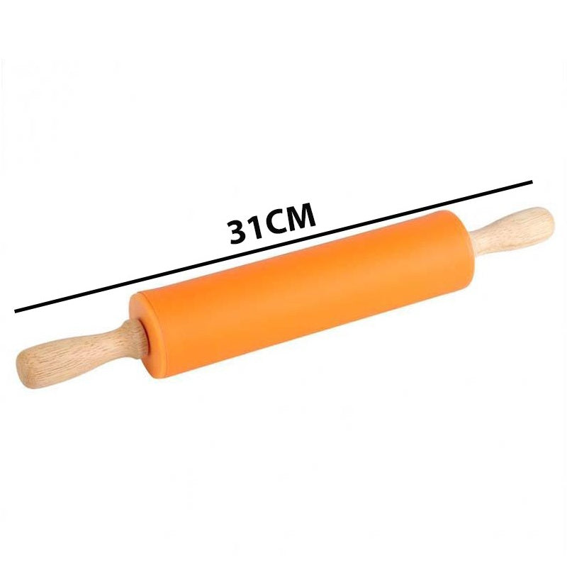 Silicone Rolling Pin Medium Wood Handle