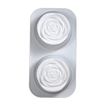 Silikolove 2 Cavity Rose Shape Silicone Mousse Cake & Baking Mold