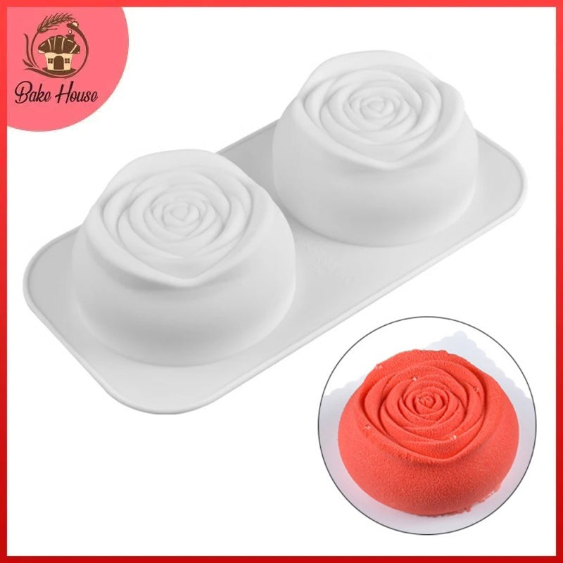 Silikolove 2 Cavity Rose Shape Silicone Mousse Cake & Baking Mold