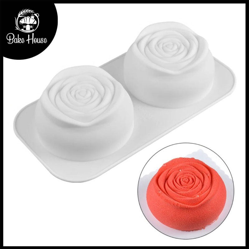 Silikolove 2 Cavity Rose Shape Silicone Mousse Cake And Baking Mold