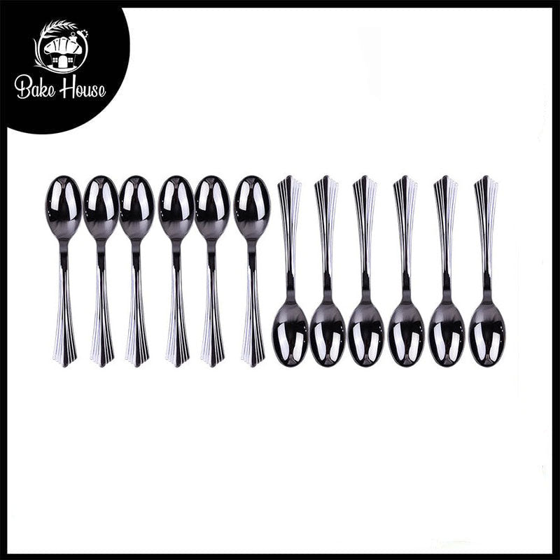 Silver Color Plastic Spoons 12 Pcs Pack