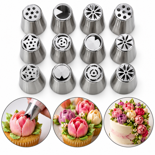Russian Icing Nozzle Set 12Pcs Stainless Steel (Design 4)