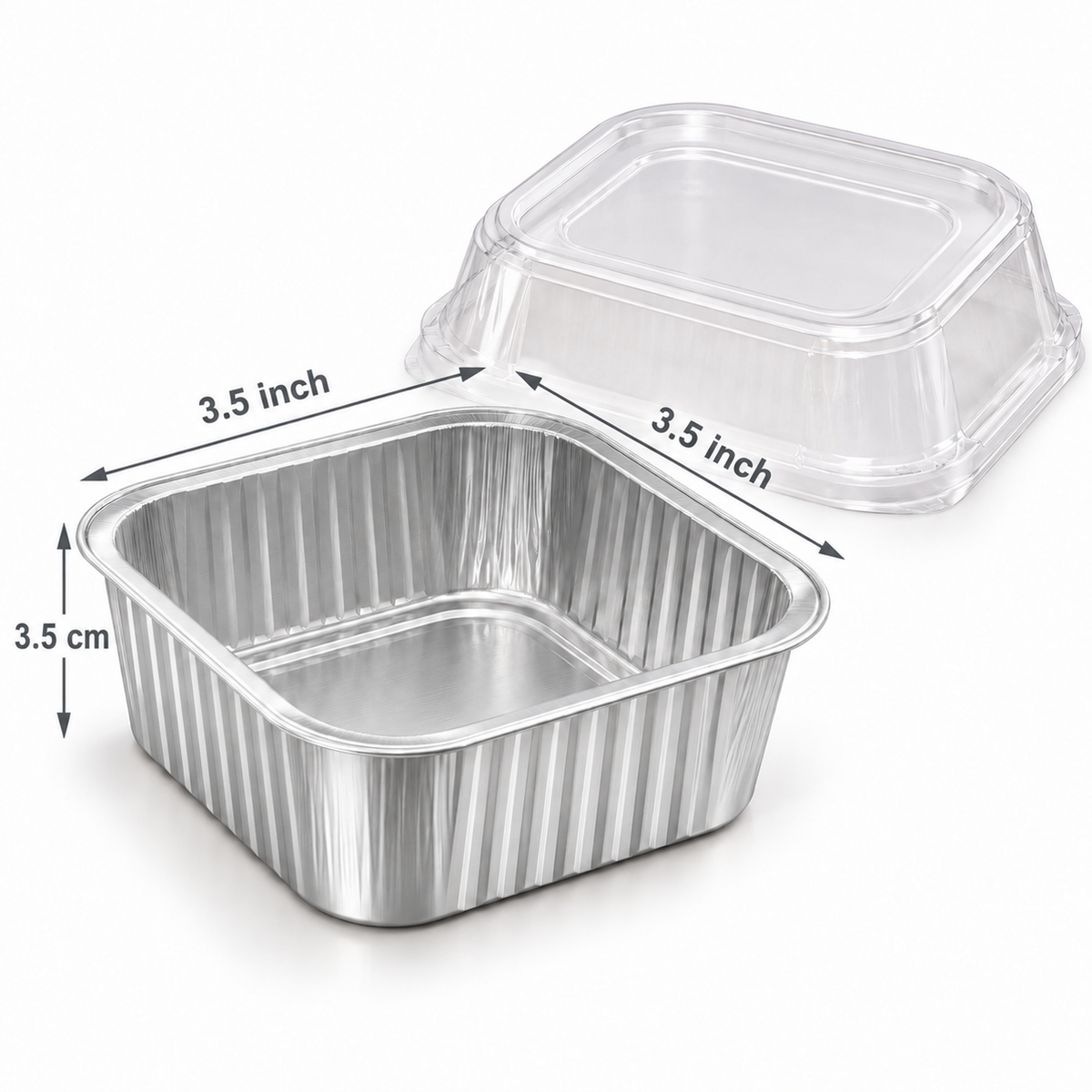Disposable Silver Square Aluminum Foil Containers with Lids 5 Pcs Set