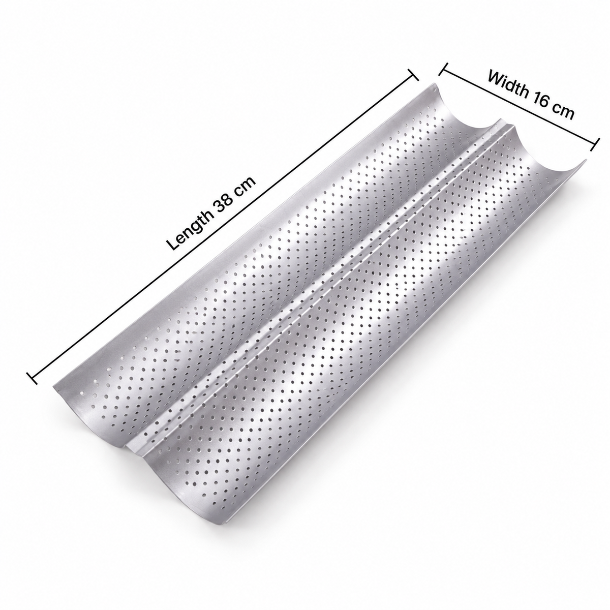 Patisse Perforated French Baguette Baking Tray 2 Cavity 38 x 16cm