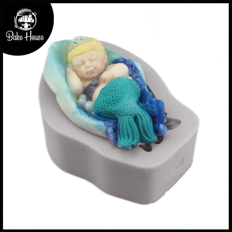 Sleeping Mermaid Baby Silicone Fondant Mold Large