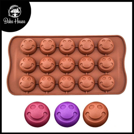 Smiley Face Silicone Chocolate And Candy Mold 15 Cavity