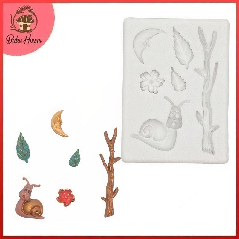 Snail Tree & Leaves Silicone Fondant & Chocolate Mold
