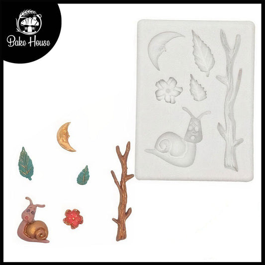 Snail Tree & Leaves Silicone Fondant & Chocolate Mold