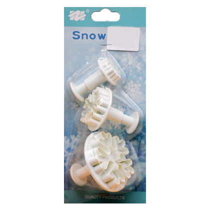 Snowflake Plunger Fondant & Cookie Cutter 3Pcs Set Plastic