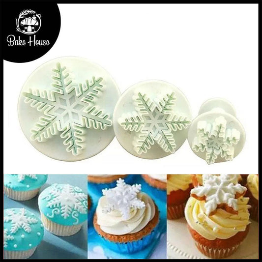 Snowflake Plunger Fondant Cutter 3Pcs Set