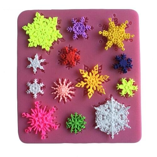 Snowflakes Silicone Fondant Mold 13 Cavity