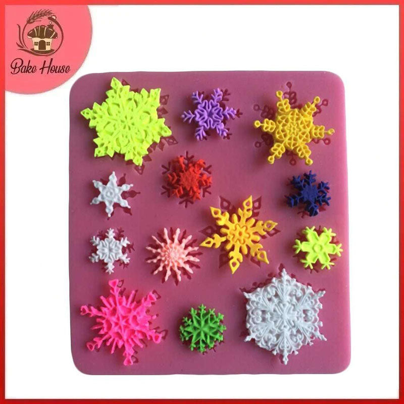 Snowflakes Silicone Fondant Mold 13 Cavity