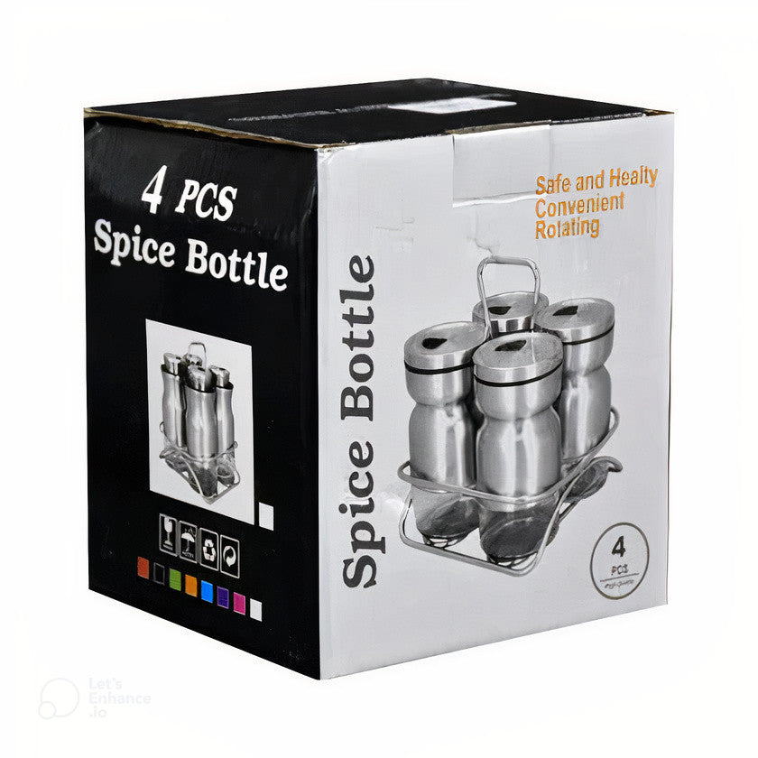 Spice Bottle 4Pcs Set Metal Convenient Rotating