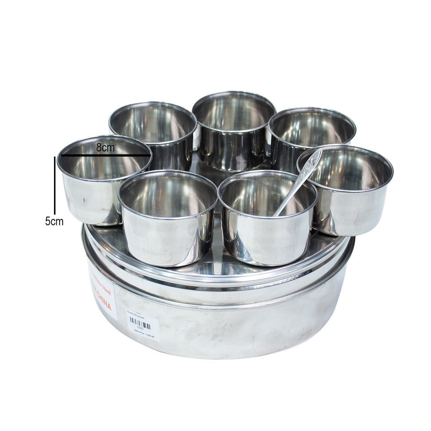 Stainless Steel 7 Bowls Spice Box With Transparent Lid Big Size