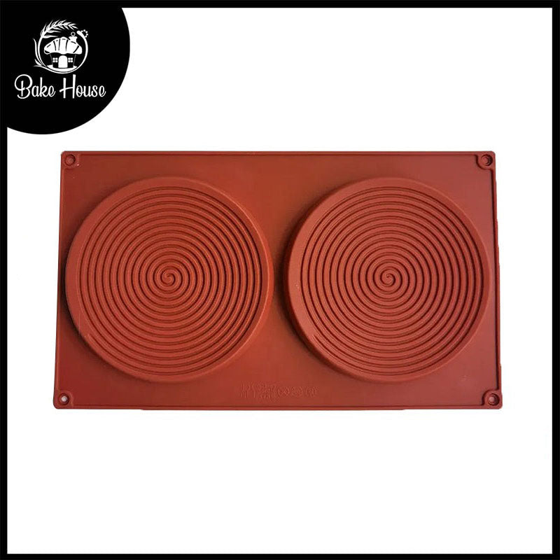 Spiral Round Fondant Chocolate Dessert Silicone Mold 2 Cavity