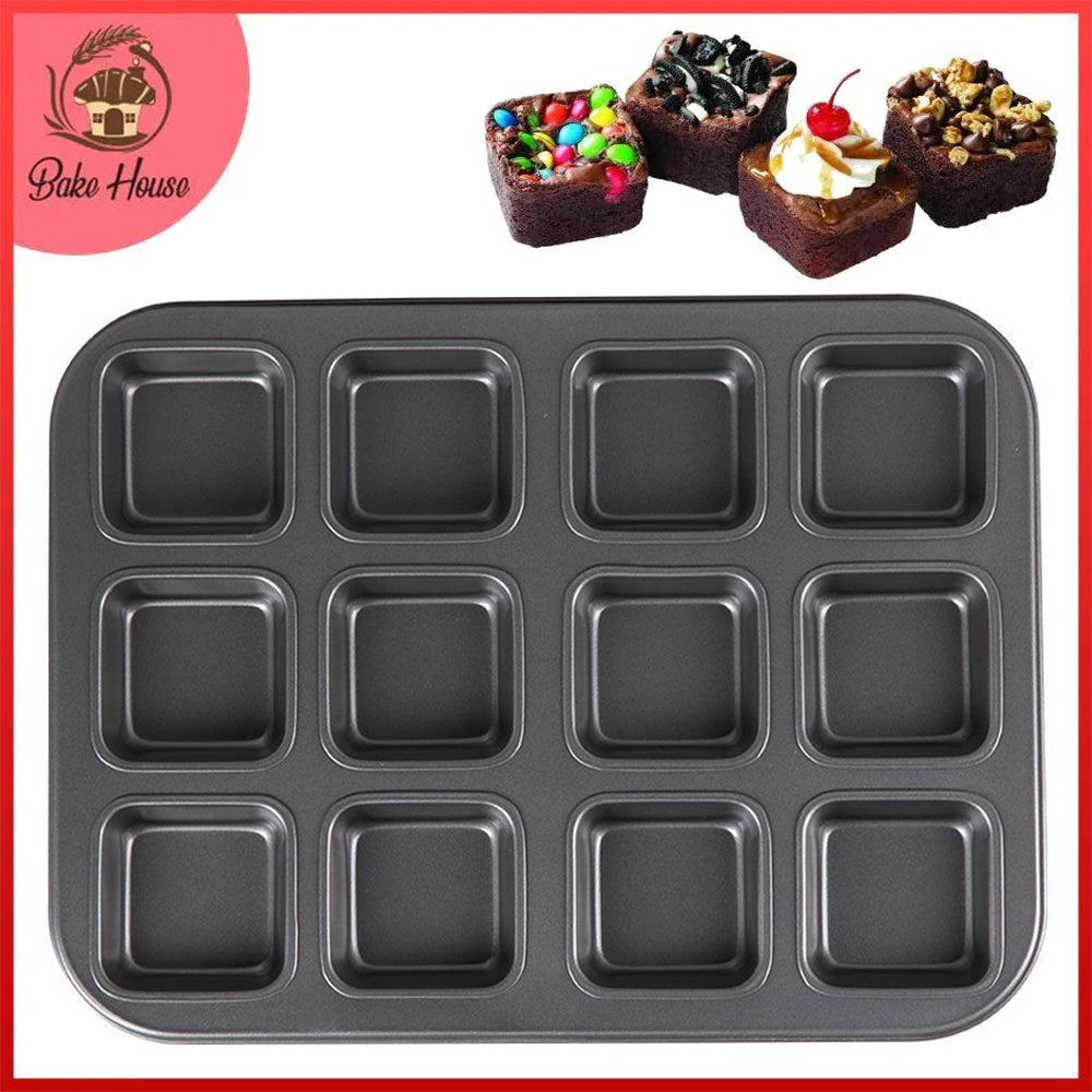 Square Brownie Baking Tray Non Stick 12 Cavity