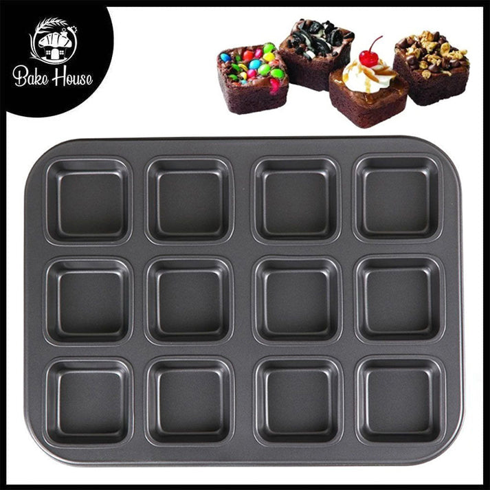 Square Brownie Baking Tray Non Stick 12 Cavity